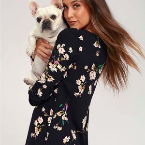 Herbaceous Babe Navy Floral Print Shift Dress